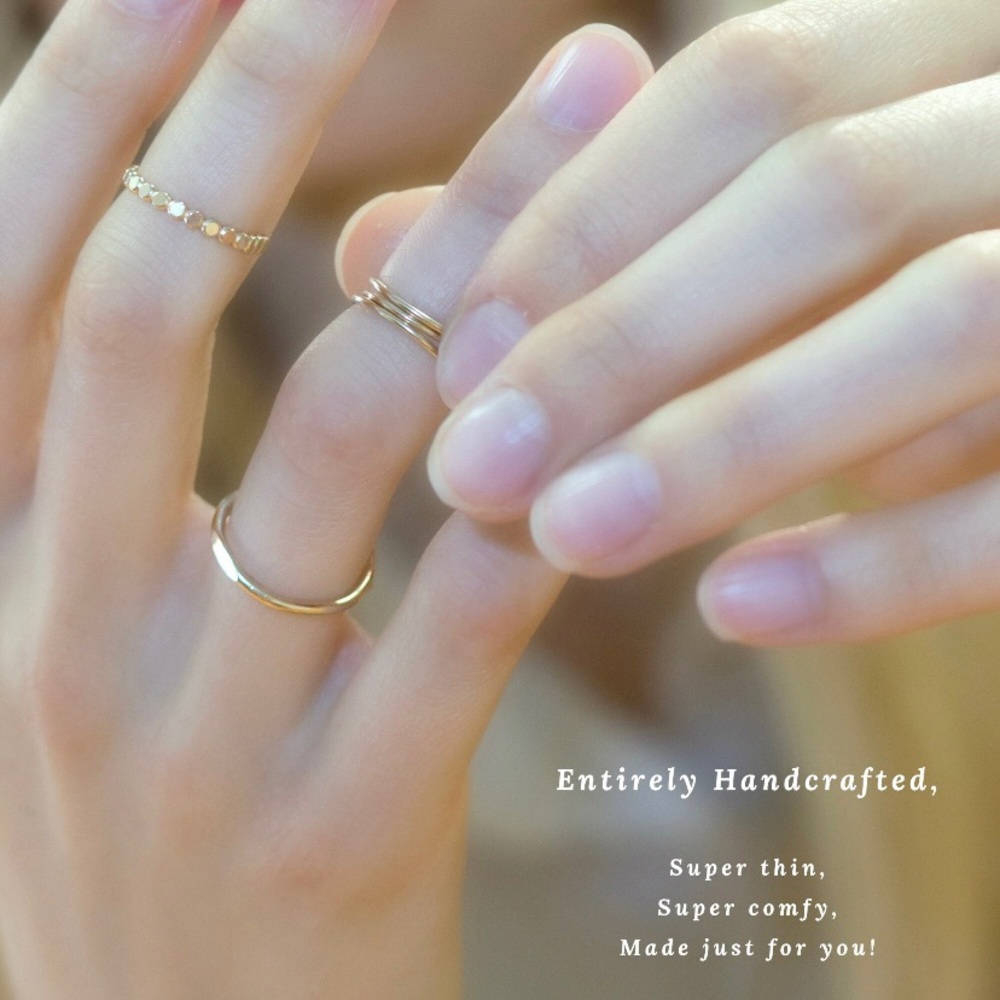 14k Rose gold Faceted ring band, minimalist ring, handmade everyday ring - Picture 5 of 5